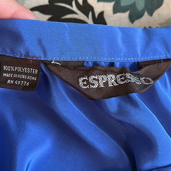 Vintage 80s Espresso Brand Royal Blue Full Polyester Midi Skirt - Picture 5 of 8